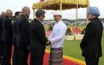 The Prime Minister, Dr. Manmohan Singh and the President of Myanmar, Mr. Thein Sein at the Official Welcome Ceremony, at Naypyidaw, Myanmar on May 28, 2012.