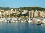 Harbour of Palma with the Castle of Bellver in the background. Rather more modern additions to the old parts of the city are the attractive and discreet bronze rubbish collecting bins.