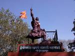 Statue of Sambhaji Maharaj in an act of political acumen, Sambhaji gave shelter to Sultan Muhammad Akbar, the fourth son of Aurangzeb, to cause revolt against Aurangzeb.