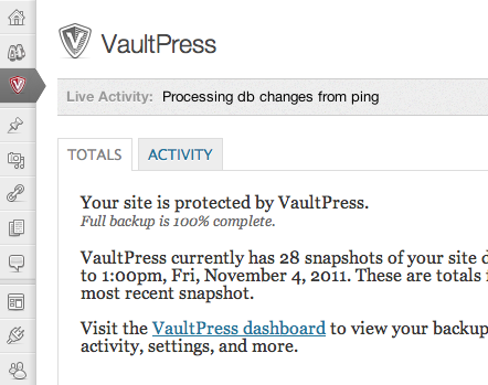 The VaultPress Dashboard