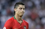 Portugal's Cristiano Ronaldo reacts during the quarterfinal match between Portugal and Germany in Basel