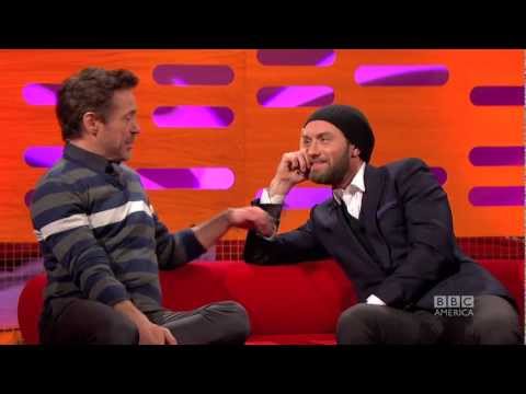 ROBERT DOWNEY, JR & JUDE LAW: Stepping on the Extras... Literally! (The Graham Norton Show)