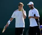 James Blake (USA) and Ryan Harrison (USA) compete against Marcelo Melo (BRA) Juan Monaco (ARG) during the Day 5 of the Sony Ericsson Open at Crandon Park Tennis Center on March 23, 2012 in Key Biscayne, Florida - USA.