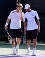 James Blake (USA) and Ryan Harrison (USA) compete against Marcelo Melo (BRA) Juan Monaco (ARG) during the Day 5 of the Sony Ericsson Open at Crandon Park Tennis Center on March 23, 2012 in Key Biscayne, Florida - USA.