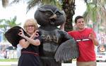 FAU President Mary Jane Saunders, Ph.D. Unveils a new statue and tradition before the Western Kentucky University Hilltoppers defeated the Florida Atlantic University Owls football team's inaugural game at its on-campus FAU Stadium 20-0 Boca Raton, Florida October 15, 2011