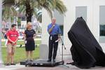 FAU President Mary Jane Saunders, Ph.D. Unveils a new statue and tradition before the Western Kentucky University Hilltoppers defeated the Florida Atlantic University Owls football team's inaugural game at its on-campus FAU Stadium 20-0 Boca Raton, Florida October 15, 2011