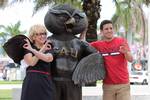 FAU President Mary Jane Saunders, Ph.D. Unveils a new statue and tradition before the Western Kentucky University Hilltoppers defeated the Florida Atlantic University Owls football team's inaugural game at its on-campus FAU Stadium 20-0 Boca Raton, Florida October 15, 2011