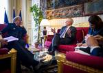 120604-N-AC887-004 PARIS, France (June 4, 2012) Secretary of the Navy (SECNAV) the Honorable Ray Mabus, meets with Admiral Bernard Rogel, chief of staff for the French navy at the French navy headquarters in Paris. Mabus and Adm. Rogel discussed the robust cooperation between the United States Navy and the French navy along with their shared vision and commitment to maritime security.