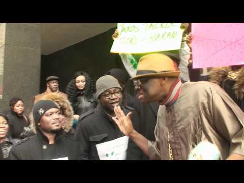 Occupy Nigeria Protest - Goodluck Jonathan (Parody) Stoned With Egg In New York City Protest