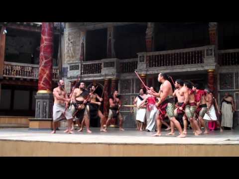 Ngakau Toa theatre company perform haka at Shakespeare's Globe