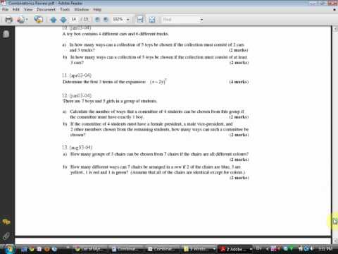 Math 12 Combinatorics Tutorial 2010