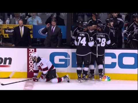 Bernier boarding major on Scuderi. New Jersey Devils vs LA Kings Stanley Cup Game 6 6/11/12 NHL