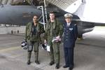 Air Chief Marshal NAK Browne, Chief of the Air Staff after a one hour sortie in the Rafale Aircraft at St. Dizier Airbase. Also seen in the picture are commandant (Squadron Leader) Kubiak Thierry, Commander of the Rafale Squadron and General Jean-Paul Palom鲯s, Chief of Staff of the French Air Force.