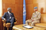 The United Nations and Arab League Joint Special Envoy for Syria, Mr. Kofi Annan meeting Major-General Robert Mood of Norway.  Major-General Mood will head the planning team that is expected to arrive in Damascus very soon, to discuss the modalities of the eventual deployment of a UN supervision and monitoring mission.