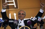 Egyptian presidential candidate Ahmed Shafiq addresses his supporters during an election rally in Cairo, Egypt