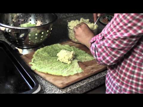 Risotto Stuffed Cabbage Leaves