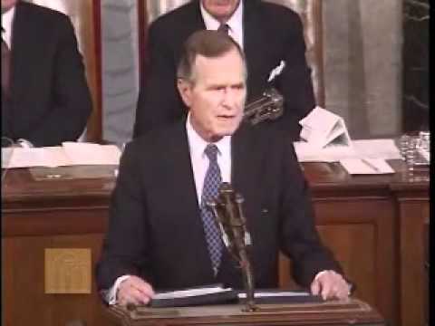 Introduction speech of the NWO, George HW Bush from 9/11/90 (part 1 of 3) [German subtitles]