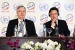 The Secretary-General for the Rio + 20 Conference Sha Zukang and a Ambassor Luiz Figueiredo Machado, Brazil's chief Rio+20 Negotitor in the press briefing for Rio+20 Rio de Janeiro, Brazil. 13 Jun, 2012. UN Photo/ Maria Elisa Franco