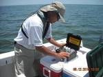 GRAND GOSIER ISLANDS, LA Environmental Protection Agency contractor conducting surface water sampling near Grand Gosier Islands, LA. EPA has performed water and sediment sampling along the Louisiana coast since April 30 for oil related compounds and dispersants. US EPA Photo. (965829) ( EPA Water Sampling )