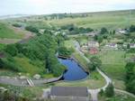 The hydraulic jump pool at the foot of Win scar Dam. The river Don rises in the Peak District, on Great Grains Moss, a millstone grit moorland area between 1,480 and 1,570 feet (450 and 480 m) above sea level.