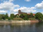 Daliowa Island in Wroclaw seen from Grodzka Street. In center of picture is Blessed Virgin Mary Church.