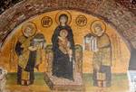 Virgin and Child flanked by Justinian I and Constantine I. Hagia Sophia ; mosaics over the Southwestern Entrance; Istanbul, Turkey.