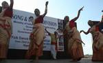 Folk Dancers from Sikkam displaying to their skill as the inaguration of Three day Music Festival being held in Srinagar on 24, September 2011. 'Folk Dance and Music Festival' 2011. the festival is being organised by Song and drama division Ministry of information and booadcasting in Collobration with state information and tourism department.