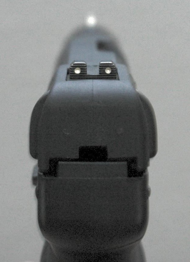 Photo of the Five-seven USG iron sights in normal lighting