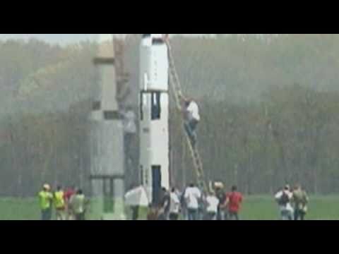 Saturn V scale model rocket launch 480p