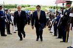 Secretary of Defense Leon E. Panetta hosts an honor cordon to welcome Israel's President Shimon Peres to the Pentagon, June 11, 2012. (DOD photo by U.S. Navy Petty Officer 1st Class Chad J. McNeeley)