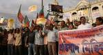 West Bengal BJP Supporters Burn the Effigy of Prime Minister Manmohan Singh to protest against the Price Hike at Kolkata on Friday 22 June 2012