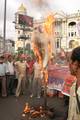 West Bengal BJP Supporters Burn the Effigy of Prime Minister Manmohan Singh to protest against the Price Hike at Kolkata on Friday 22 June 2012