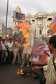 West Bengal BJP Supporters Burn the Effigy of Prime Minister Manmohan Singh to protest against the Price Hike at Kolkata on Friday 22 June 2012