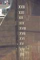 Roman numbers on stern of Cutty Sark, Greenwich, showing draft in feet.