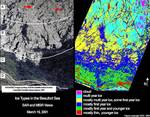 2003/01/15 Ice Types in the Beaufort Sea, Alaska - Determining the amount and type of sea ice in the polar oceans is crucial to improving our knowledge and understanding of polar weather and long term climate fluctuations. These views from two satellite r