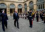 120604-N-AC887-003 PARIS, France (June 4, 2012) Secretary of the Navy (SECNAV) the Honorable Ray Mabus, center, inspects sailors of the French navy during a welcoming ceremony at French navy headquarters in Paris, France. Mabus also met with France's Chief of Naval Staff, Admiral Bernard Rogel, and the two discussed the robust cooperation between the United States Navy and the French navy along with their shared vision and commitment to maritime security.