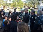 VIRGINIA BEACH, Va. (April 6, 2012) Capt. Mark Weisgerber, deputy commander of Strike Fighter Wing Atlantic (CSFWL), and Steven Cover, Chief of Virginia Beach Fire Department, speak to the press about the response effort after the crash of an F/A-18D Hornet, assigned to Strike Fighter Squadron (VFA) 106, April 6, 2012. Initial reports indicate that at approximately 12:05 p.m., the jet crashed just after takeoff at an apartment complex in Virginia Beach. Both air crew safely ejected from the airc