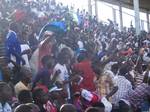 Fans and supporters of Sierra Leone national soccer team jubilant after a goal was scored by Sheriff Suma during the CAF African Nations Cup in Freetown.