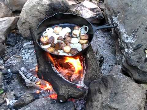 Campfire Breakfast on Erie Cast Iron Skillet