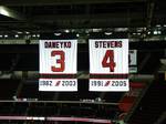 The Devils' first two retired numbers: Scott Stevens' #4 and Ken Daneyko's #3. - D, 1983-2003, number retired on March 24, 2006.