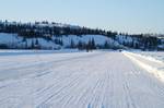 Ice road on Great Slave Lake, Northwest Territories, 2009.The Northwest Territories reaches for over 1,300,000 km2 (500,000 sq mi) so there is a large climate variant from south to north.