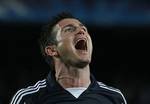 Chelsea's Frank Lampard celebrates during a Champions League second leg semifinal soccer match against Barcelona at Camp Nou stadium, in Barcelona, Spain, Tuesday, April 24, 2012. Chelsea drew 2-2 with Barcelona to win the match 3-2 on aggregate.