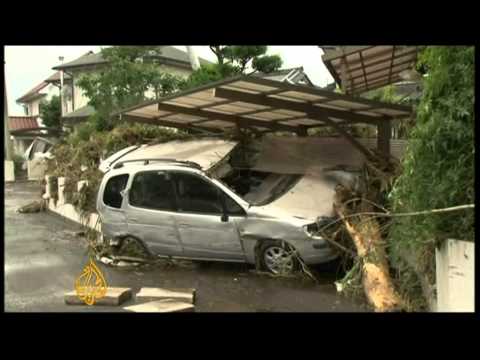 Japanese island ravaged by flooding