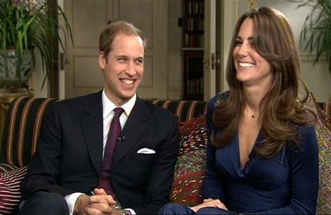 Image from video of Britain's Prince William and Kate Middleton during a television interview recorded and aired on the day they announced their engagement Tuesday Nov.16, 2010.