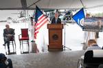 120522-N-AC887-005 CHARLESTOWN, Mass. (May 22, 2012) Secretary of the Navy (SECNAV), the Honorable Ray Mabus, delivers remarks at the USS Thomas Hudner naming celebration, pier side of the USS Constitution at Charlestown Navy Yard, Charlestown, Massachusetts. Mabus praised the Medal of Honor recipient, retired Navy Capt. Thomas J. Hudner, Jr., saying he represents the Navy's core values of honor, courage and commitment.