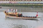 The Royal Barge Gloriana at the Thames Diamond Jubilee Pageant on 3 June 2012. At approximately 14:15, the Royal Launch from HMY Britannia carried Queen Elizabeth II and Prince Philip, Duke of Edinburgh to the barge MV Spirit of Chartwell, which was moored at Cadogan Pier, slightly downstream of the Albert Bridge.