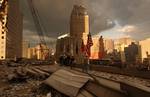 New York, September 28, 2001 Debris on surrounding roofs at the site of the World Trade Center.