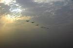 Six C-130J, Super Hercules in a tactical formation displaying the operational capability and potential of the Indian Air Force in combat airlift operations.