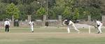 Players in action during one day Cricket Match between Royal Armoured Corps (RAC) of British Army & Indian Air Force (IAF) held at Sports Complex Air Force Station, Palam, New Delhi on 21 Apr 2012.