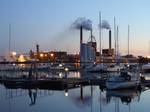 Hietasaari Marina with Stora Enso paper and pulp mill in Oulu in the background.